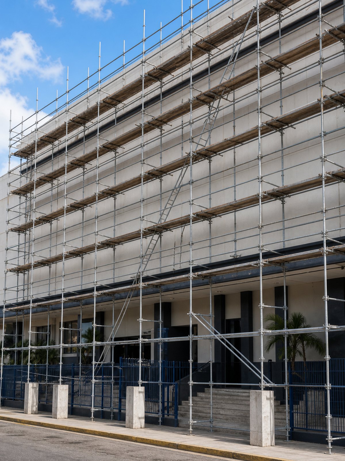 Commercial scaffolding rental in Jamaica for exterior work